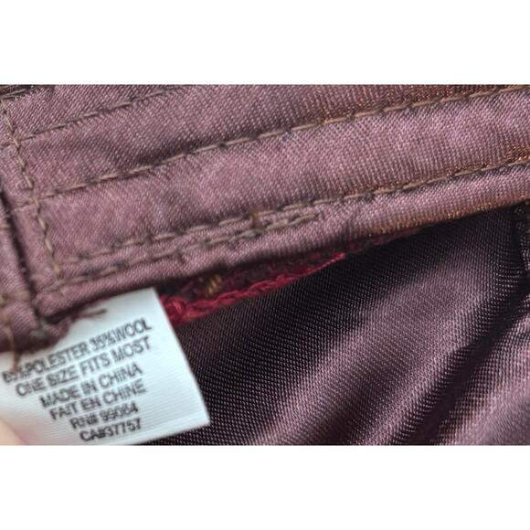 Billabong Newsboy Hat Wool Polyester One Size Adult Maroon Plaid Tartan Crimson - Picture 7 of 7